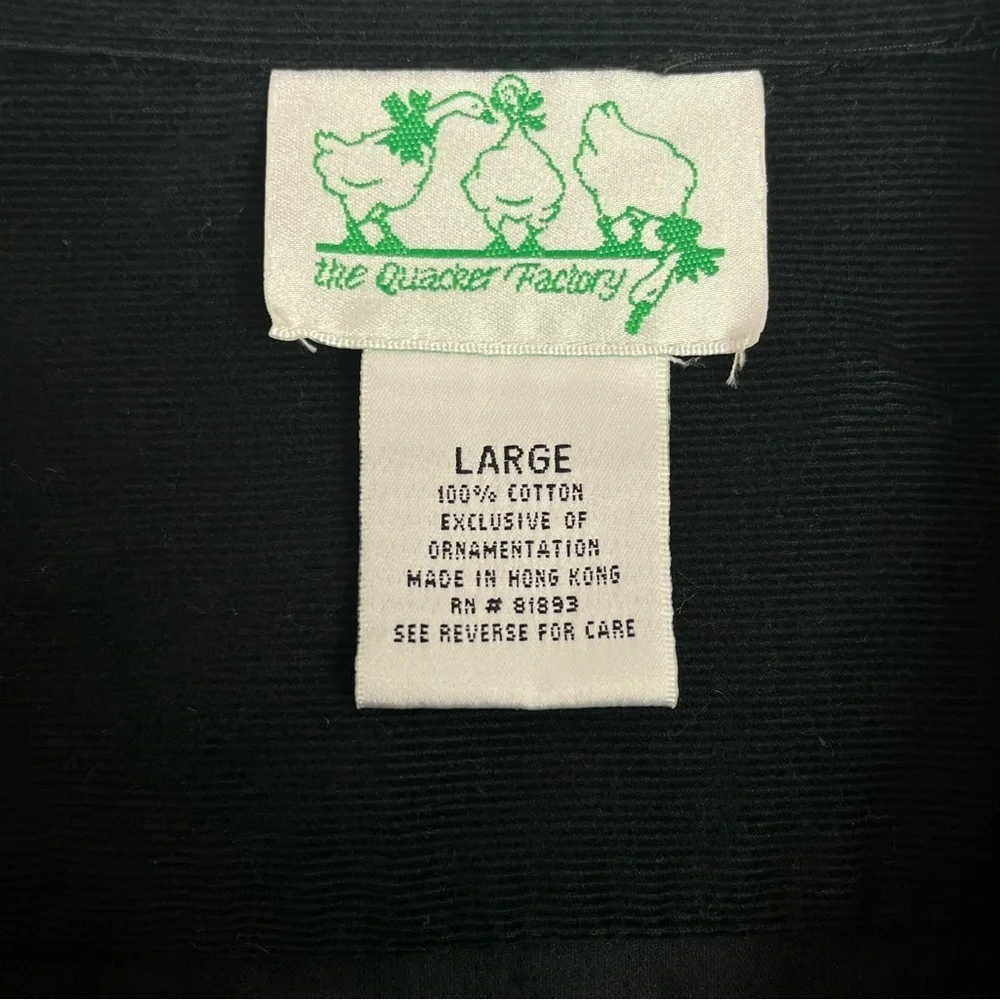 The Quaker Factory Corduroy Shirt Embroidered Christmas Trees Black Large - Picture 8 of 9